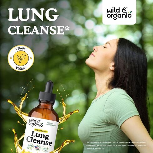 Wild & Organic Lung Cleanse Detox Tincture - Mullein Drops for Lungs - Herbal Mullein Extract Supplement - Vegan, Alcohol-Free Drops - 4 fl oz in Saudi Arabia