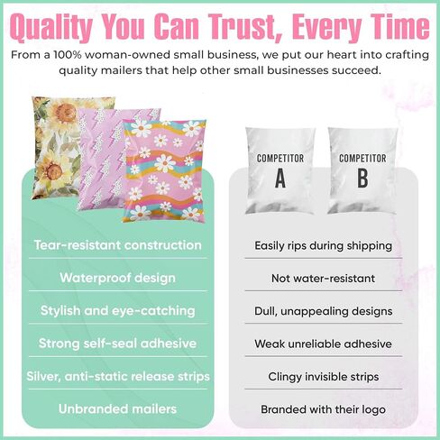 حزمة Mint Poly Mailers 6x9 200 Pack | مظاريف بريدية مقاومة للماء | إمدادات الأعمال الصغيرة | أكياس الشحن للملابس | حقائب الأعمال الصغيرة اللطيفة - قوس قزح بوهو in Kuwait