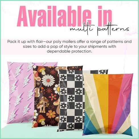 حزمة Mint Poly Mailers 6x9 200 Pack | مظاريف بريدية مقاومة للماء | إمدادات الأعمال الصغيرة | أكياس الشحن للملابس | حقائب الأعمال الصغيرة اللطيفة - قوس قزح بوهو in Kuwait