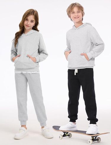 PEHMEA Boys Girls Sweatpants 3 Pack Active Jogger Pants with Pockets Drawstring for Kids 5-14 Years in Kuwait