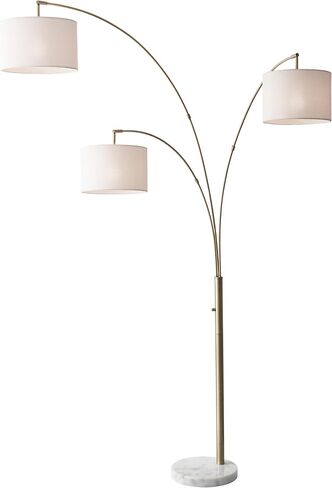 Adesso 4250-22 Bowery 3-Arm Arc Lamp, 74 in, 3 x 100W Incandescent/26W CFL, Brushed Steel Finish, 1 Floor Lamp , Grey in Saudi Arabia