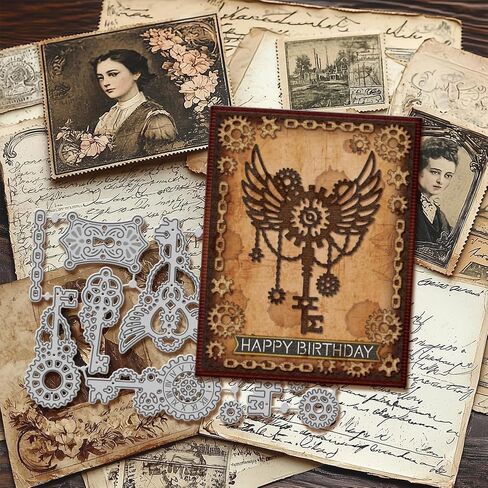 GLOBLELAND Time Gear Cutting Dies for Card Making Metal Die Cuts Gears Arrow Key Cutting Dies Templates for Scrapbooking Journal Embossing Paper Craft Decor in Saudi Arabia