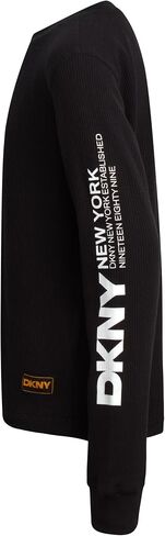 قميص حراري للأولاد من DKNY - تي شيرت حراري مريح بأكمام طويلة للأولاد - تي شيرت كاجوال ناعم للأولاد برقبة دائرية (8-20) in Saudi Arabia