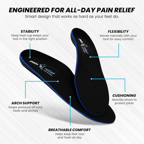 Full Length Orthotics for Quick Relief - Plantar Fasciitis, Heel Spurs and Metatarsalgia - Men's 8-8.5/ Women's 10-10.5 in Saudi Arabia