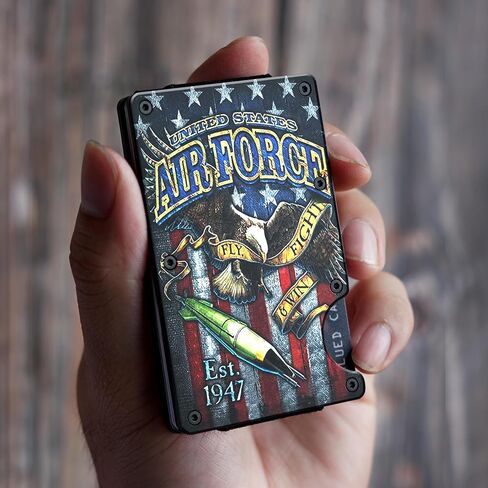 CREWZ Money Clip Slim Credit Card Holder Minimalist Wallet-US Military Card Holder Gifts Retirement Mens-Veterans Day Slim Wallet Minimalist Gifts Fathers Day Christmas Birthday Men Wallet Gift in Saudi Arabia