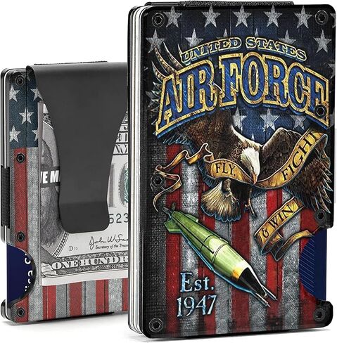 CREWZ Money Clip Slim Credit Card Holder Minimalist Wallet-US Military Card Holder Gifts Retirement Mens-Veterans Day Slim Wallet Minimalist Gifts Fathers Day Christmas Birthday Men Wallet Gift in Saudi Arabia
