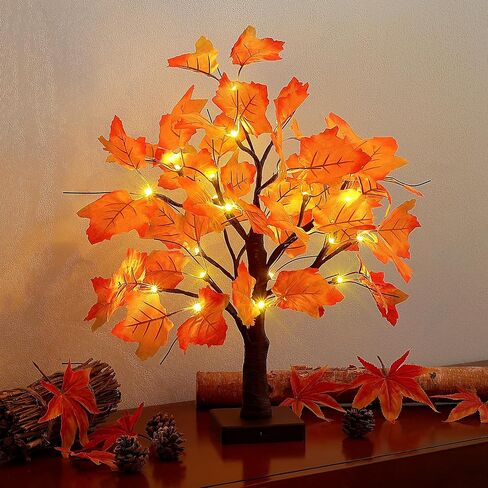 Woohaha 2ft Money Tree with Holder ، 24led Birch Tree Table Protiece ، بطارية بطاقة الهدايا/USB مدعومة بـ 6 مقاطع و 6 بطاقات للمنزل ، الحفلات ، عيد الميلاد ، حفل زفاف ، عيد ميلاد ، التخرج in Kuwait
