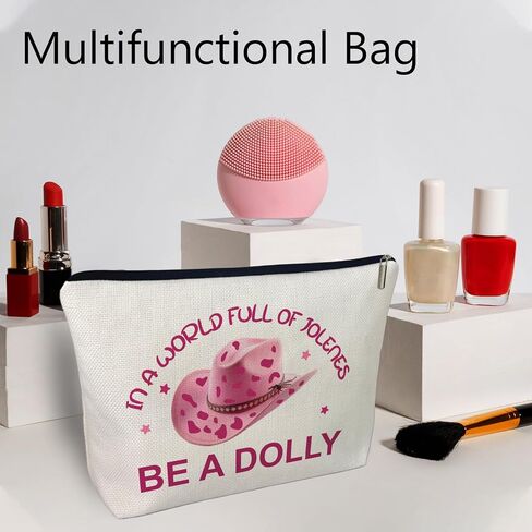 In a World Full of Jolenes be a Dolly Makeup Bag, Pink Travel Toiletry Bag Gifts for Friends, Dolly Costumes for Women Family Sister Friends Daughter Graduation Halloween Birthday Christmas in Kuwait