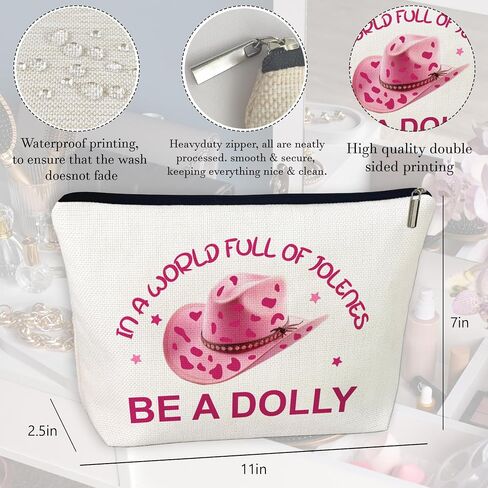 In a World Full of Jolenes be a Dolly Makeup Bag, Pink Travel Toiletry Bag Gifts for Friends, Dolly Costumes for Women Family Sister Friends Daughter Graduation Halloween Birthday Christmas in Kuwait