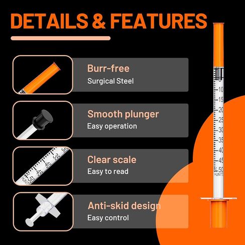 0.5cc 30g 12.7mm محقنة الأنسولين يمكن التخلص منها ، U-100 0.5ml 30 محاقن الأنسولين 1/2 بوصة ملفوفة بشكل فردي ، حزمة 100 in Kuwait