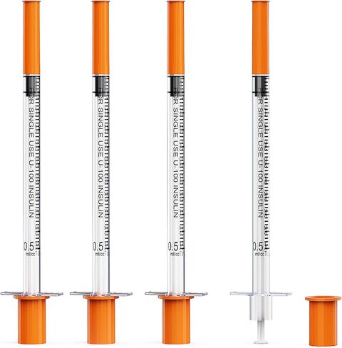 0.5cc 30g 12.7mm محقنة الأنسولين يمكن التخلص منها ، U-100 0.5ml 30 محاقن الأنسولين 1/2 بوصة ملفوفة بشكل فردي ، حزمة 100 in Kuwait
