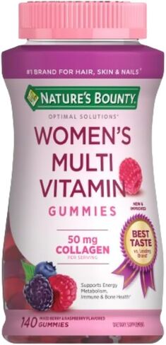 Nature's Bounty Optimal Solutions Women's Multivitamin, Immune and Cellular Energy Support, Bone Health, Raspberry Flavor, 80 Gummies, 40 Total Servings in Kuwait
