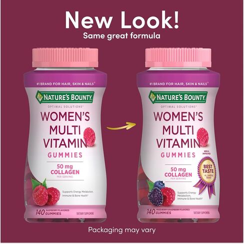 Nature's Bounty Optimal Solutions Women's Multivitamin, Immune and Cellular Energy Support, Bone Health, Raspberry Flavor, 80 Gummies, 40 Total Servings in Kuwait