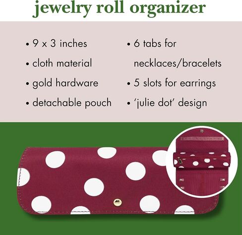 Kate Spade New York Travel Jewelry Case Organizer ، صندوق مجوهرات النسيج للنساء ، منظم المجوهرات اللطيفات يحمل قلادات ، حلقات ، أساور ، لفة المجوهرات الصغيرة (Safari Floral) in Kuwait