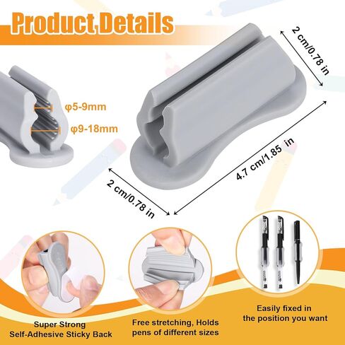 Pen Holder for Desk, 20 PACK Adhesive Silicone Pen Holder for Classroom Clipboard Attachment, Marker Holder, Pencil Holder,Marker Clip for Desk,Classroom,Office Accessories (Red) in Kuwait