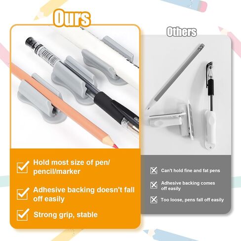 Pen Holder for Desk, 20 PACK Adhesive Silicone Pen Holder for Classroom Clipboard Attachment, Marker Holder, Pencil Holder,Marker Clip for Desk,Classroom,Office Accessories (Red) in Kuwait