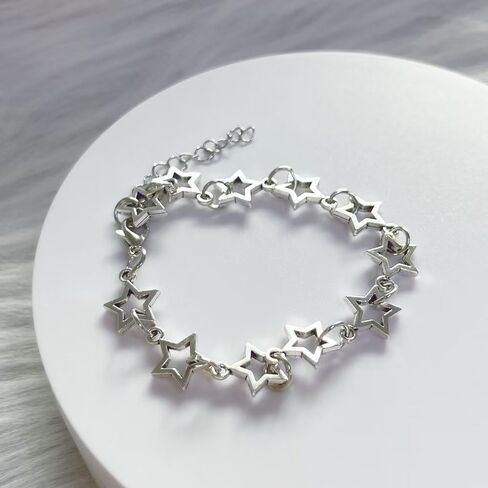 Todu Vintage Y2k Star Pearl Heart Beaded Chain Lightweight Punk Bracelet Aesthetic Accessories Christmas Jewelry Gifts For Women in Kuwait