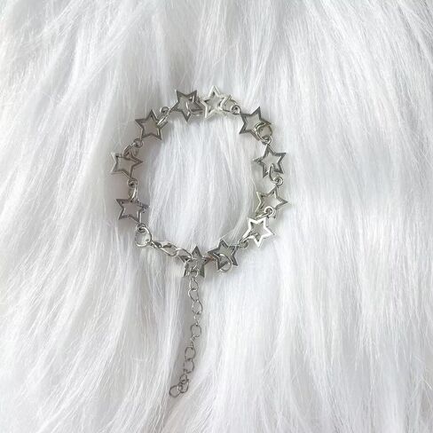 Todu Vintage Y2k Star Pearl Heart Beaded Chain Lightweight Punk Bracelet Aesthetic Accessories Christmas Jewelry Gifts For Women in Kuwait