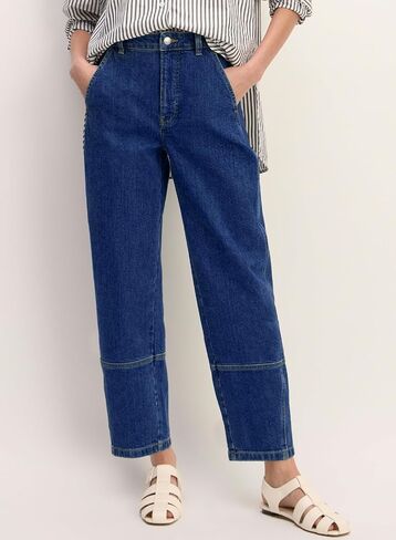 EVALESS Barrel Jeans for Women High Waisted Wide Leg Cropped Denim Pants Baggy Boyfriend Jean in Kuwait