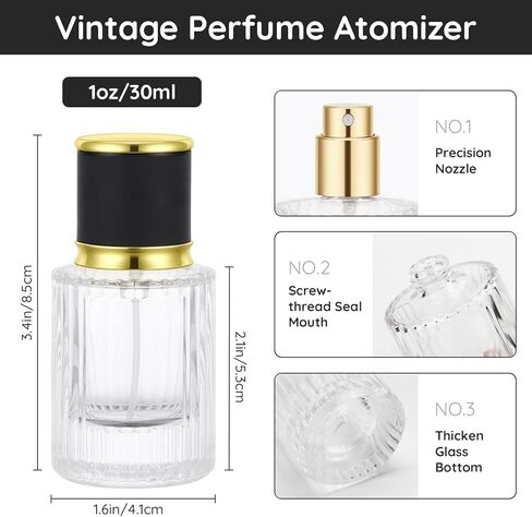 Segbeauty 30ml Fine Mist Spray Bottle, 1oz Perfume Spray Bottle Refillable, 2pcs Perfume Bottles Empty Vintage, Glass Travel Bottles for Toiletry, Fragrance Cologne Atomizer Perfume Container for Men in Kuwait