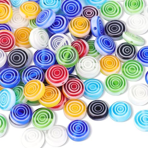 Millefiori Lampwork Glass Loose Assorted Beads Flat Flower Devil's Eye Round Spacer Bead for Bracelet Jewelry Making, White&Black Daisy Flower Beads 8mm, 100 Pcs in Saudi Arabia