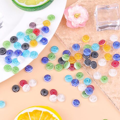 Millefiori Lampwork Glass Loose Assorted Beads Flat Flower Devil's Eye Round Spacer Bead for Bracelet Jewelry Making, White&Black Daisy Flower Beads 8mm, 100 Pcs in Saudi Arabia