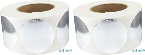 2 Inch Metallic Silver Round Circle Dots Wall Sticker for Organizing Inventory Self-Adhesive Target Stickers Reflective Sealing Labels(500 Pcs Per Roll) in Saudi Arabia