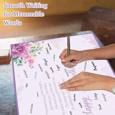 Jumbo Happy Birthday Card for Mom with Envelope Mother Birthday Greeting Card Gift from Son Daughter Guest Book Signature for Mom Birthday Big Shaped Jumbo Floral Card 14 x 21.26 inch in Kuwait