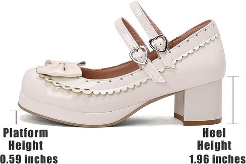Seborluys Lolita chunky Heel Mary Janes Shoes Womens with Bow Kawaii Cute Dress Platform Platfor in Kuwait