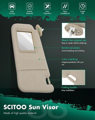 SCITOO Car Sun Visor Assbembly With Mirror Fit For 2009-2014 For Acura For TL,2008-2012 For Honda For Accord Beige With Sunroof(Left Driver Side) in Saudi Arabia