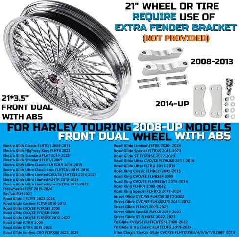 21 * 3.5 '' متحدثة من الفولاذ المقاوم للصدأ عجلات مزدوجة مع ABS لجولة 2008-Later Touring 21 بوصة عجلات وحافات updating-2135fd-25sm-bbb in Kuwait