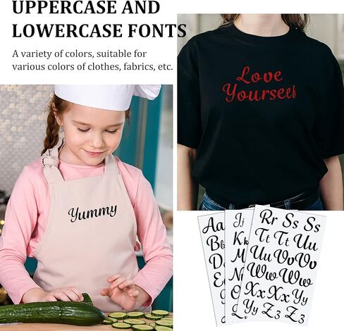 18 Sheet Iron Letters Iron on Letters Cursive Heat Transfer Letters for T Shirts Clothing Stockings Printing Craft Decoration (Golden, Silver) in Saudi Arabia