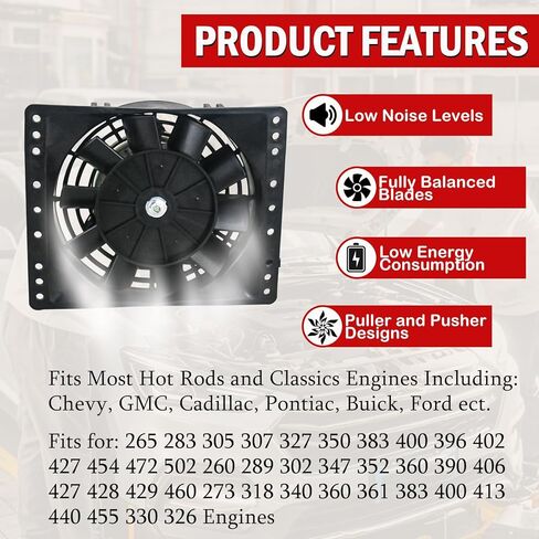 2PCS 12 Inch Universal Slim Fan Push Pull Electric Radiator Cooling 12V 80W Mount Kit Black in Kuwait