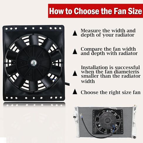 2PCS 12 Inch Universal Slim Fan Push Pull Electric Radiator Cooling 12V 80W Mount Kit Black in Kuwait