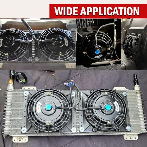 2PCS 12 Inch Universal Slim Fan Push Pull Electric Radiator Cooling 12V 80W Mount Kit Black in Kuwait