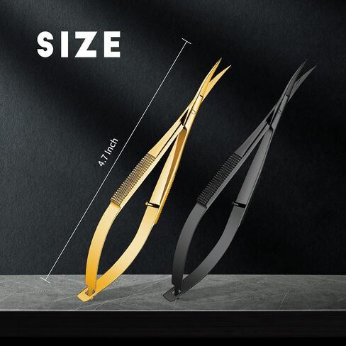 Shynai 2 Pieces 4.7 Inch Embroidery Sewing Scissors Spring Action Curved Scissors Thread Snips Curved Tip Scissors Stainless Steel Cutting Eyebrow Trimming Craft Scissor(Gold, Silver) in Saudi Arabia