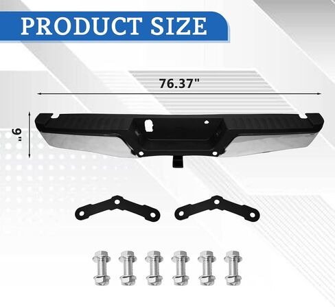 Rear Step Bumper Assembly Compatible with Ford F150 Pickup 2015-2020 Chrome Steel Rear Bumper With Max Tow Hitch Without Parking Sensor Holes Replacement for FO1103187 in Saudi Arabia