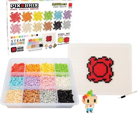 Pix Brix Pixel Art Puzzle Bricks - 6,000 Piece Pixel Art Container, 12 Color Medium Palette - Interlocking Building Bricks, Create 2D and 3D Builds Without Water or Glue - Stem Toys, Ages 6 Plus in Saudi Arabia