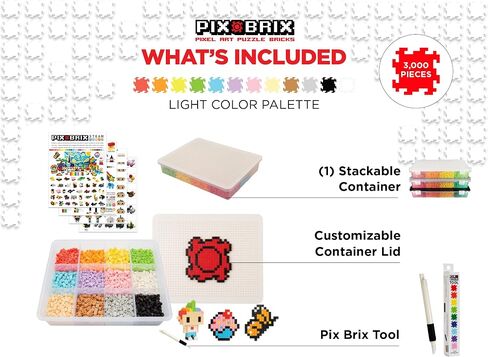 Pix Brix Pixel Art Puzzle Bricks - 6,000 Piece Pixel Art Container, 12 Color Medium Palette - Interlocking Building Bricks, Create 2D and 3D Builds Without Water or Glue - Stem Toys, Ages 6 Plus in Saudi Arabia