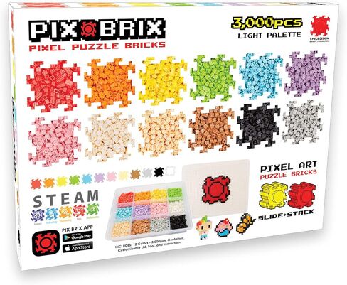 Pix Brix Pixel Art Puzzle Bricks - 6,000 Piece Pixel Art Container, 12 Color Medium Palette - Interlocking Building Bricks, Create 2D and 3D Builds Without Water or Glue - Stem Toys, Ages 6 Plus in Saudi Arabia