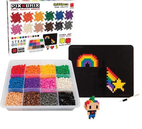 Pix Brix Pixel Art Puzzle Bricks - 6,000 Piece Pixel Art Container, 12 Color Medium Palette - Interlocking Building Bricks, Create 2D and 3D Builds Without Water or Glue - Stem Toys, Ages 6 Plus in Saudi Arabia