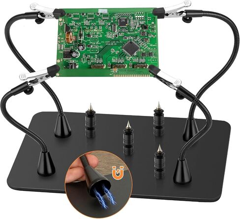 drdefi المغناطيسي مساعدة الأيدي لحام اليد الثالثة، محطة لحام drdefi مع مقاطع التمساح PCB لوحة الدائرة أداة حامل 4 أذرع معقوفة قاعدة غير قابلة للانزلاق لإصلاح الإلكترونيات هواية المجوهرات in Kuwait