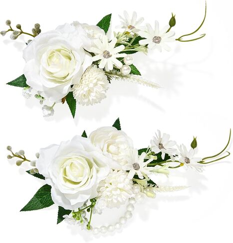 بوتونيير وصدرية معصم باللون البرتقالي الوردي لحفلات الزفاف (مجموعة من 2)، سوار معصم للحفلات الراقصة لحفلات الزفاف، والحفلات الراقصة، والذكرى السنوية، والتخرج، إلخ. in Kuwait