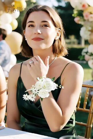 بوتونيير وصدرية معصم باللون البرتقالي الوردي لحفلات الزفاف (مجموعة من 2)، سوار معصم للحفلات الراقصة لحفلات الزفاف، والحفلات الراقصة، والذكرى السنوية، والتخرج، إلخ. in Kuwait