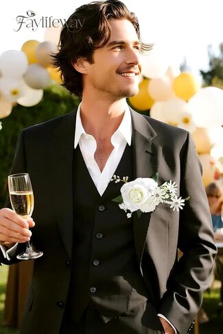 بوتونيير وصدرية معصم باللون البرتقالي الوردي لحفلات الزفاف (مجموعة من 2)، سوار معصم للحفلات الراقصة لحفلات الزفاف، والحفلات الراقصة، والذكرى السنوية، والتخرج، إلخ. in Kuwait