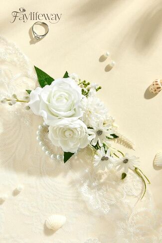 بوتونيير وصدرية معصم باللون البرتقالي الوردي لحفلات الزفاف (مجموعة من 2)، سوار معصم للحفلات الراقصة لحفلات الزفاف، والحفلات الراقصة، والذكرى السنوية، والتخرج، إلخ. in Kuwait