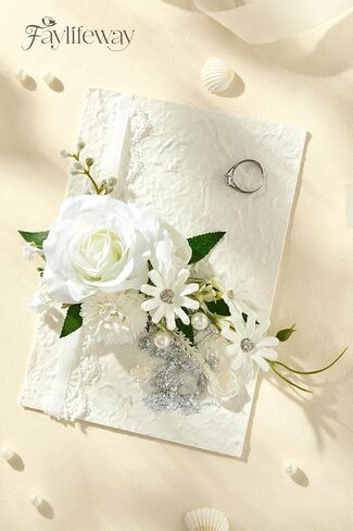 بوتونيير وصدرية معصم باللون البرتقالي الوردي لحفلات الزفاف (مجموعة من 2)، سوار معصم للحفلات الراقصة لحفلات الزفاف، والحفلات الراقصة، والذكرى السنوية، والتخرج، إلخ. in Kuwait