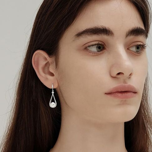 Freshwater Pearl Drop Earrings for Women, Sterling Silver Pearl Dangle Earrings Wedding Jewelry Gift for Bride Bridesmaid in Kuwait