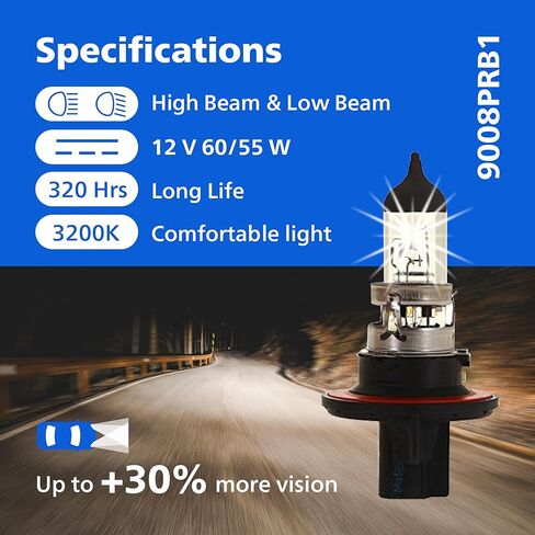 مصباح المصباح الأمامي H1 Vision من Philips مع رؤية أكثر بنسبة تصل إلى 30%، عبوة واحدة in Saudi Arabia