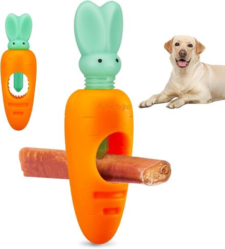 Bully Stick Holder, Dog Bone Treat Chew Holder for Dogs Safety, Heavy Duty Bully Stick Holder for Small Medium Large Dogs - No More Swallowed Ends (Bunny Head & Carrot Style) in Saudi Arabia